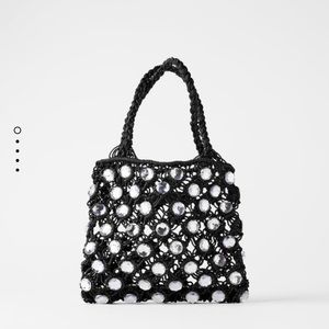 Zara bejeweled mini bucket bag